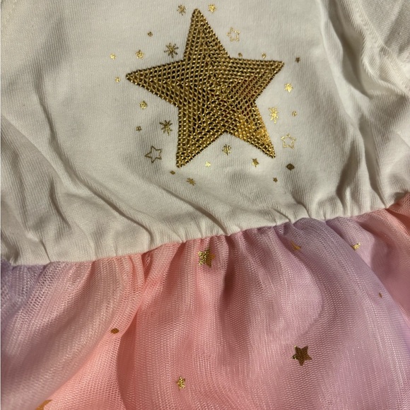 Cat & Jack Baby Girls 2 Piece Short Sleeve Star Tulle Dress - Cream 12M - Picture 6 of 6